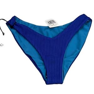 NWT Vita by Carvico (Amini) Blue Textured V-Waist Bikini Bottoms XS w/ Econyl